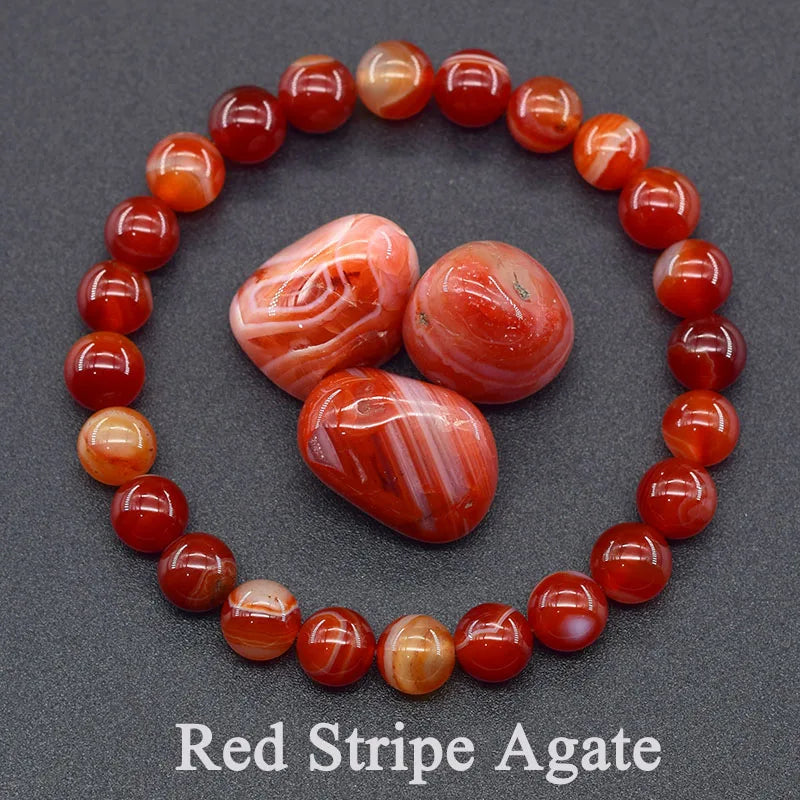 Red Stripe Agate Bracelet – Courage, Stability & Passion