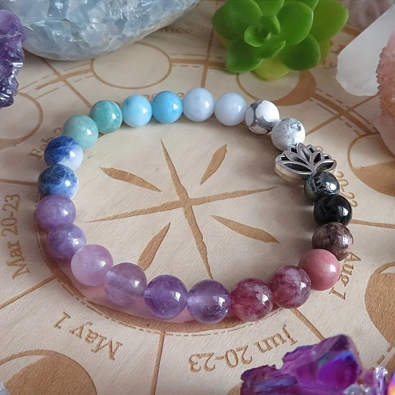 Anxiety Relief Affirmation Beaded Stretch Bracelet – Healing Jewelry for Peace, Tranquility & Self-Love