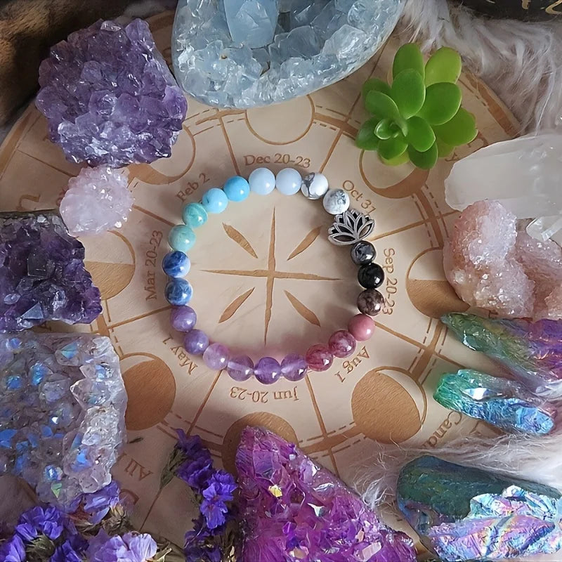 Anxiety Relief Affirmation Beaded Stretch Bracelet – Healing Jewelry for Peace, Tranquility & Self-Love