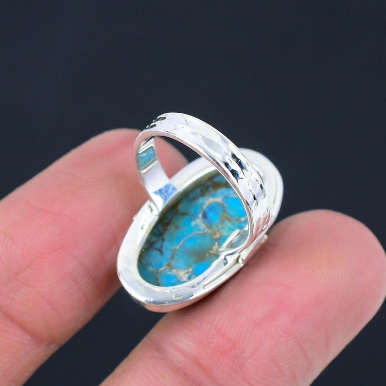 Manifest Your Dreams Turquoise Sterling Silver 925 Ring – Sizes 4–20