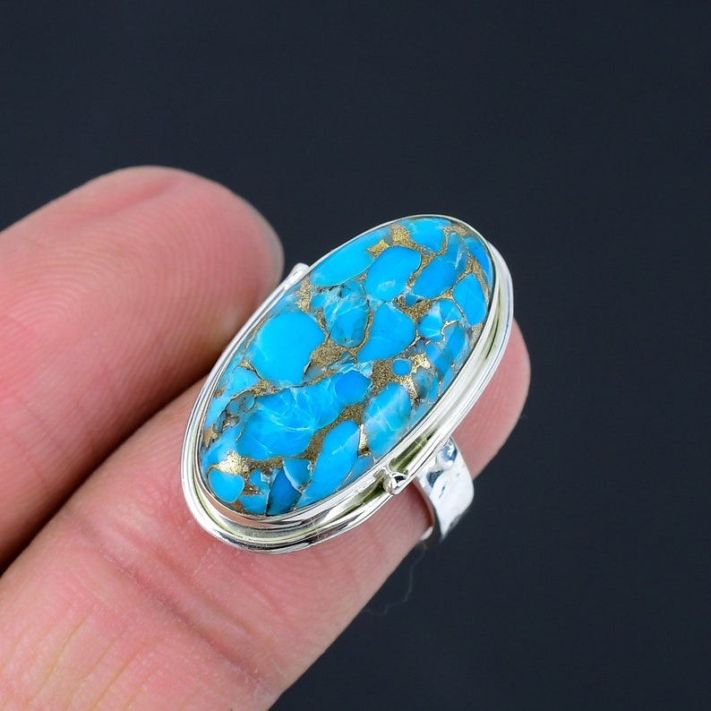 Manifest Your Dreams Turquoise Sterling Silver 925 Ring – Sizes 4–20