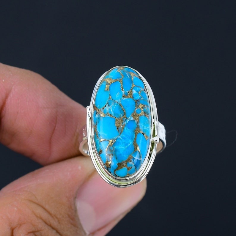 Manifest Your Dreams Turquoise Sterling Silver 925 Ring – Sizes 4–20