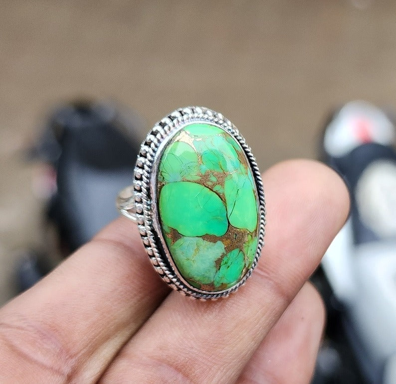Manifest Your Desires Turquoise Sterling Silver 925 Ring – Sizes 4–20
