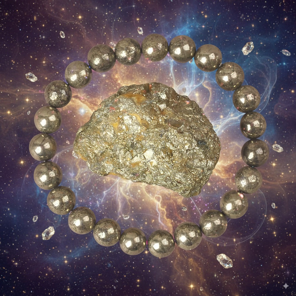 Golden Pyrite Bracelet | Stretch Stone Energy Bracelet For Wealth & Protection