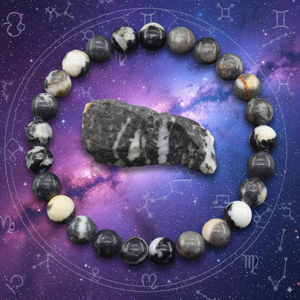 Zebra Stone Crystal Bracelet – Balance, Motivation & Yin-Yang Energy