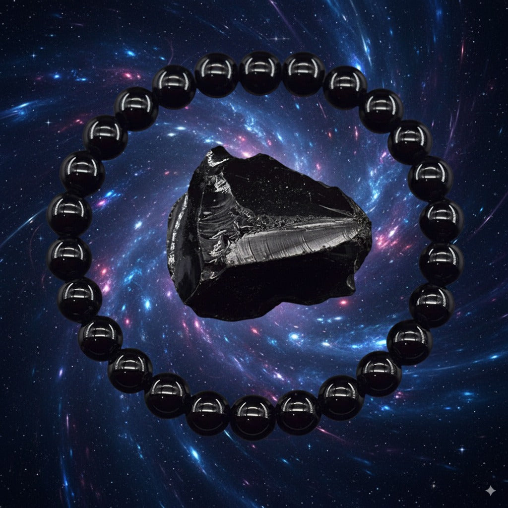 Black Onyx Protection Bracelet – 6mm Natural Stone Beads for Strength, Grounding & Manifestation