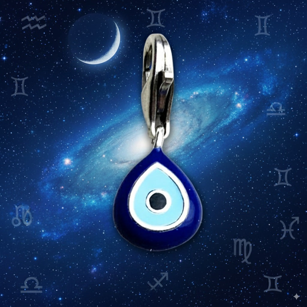 Blue Evil Eye Charm Pendant – 925 Sterling Silver Enamel Protection Amulet