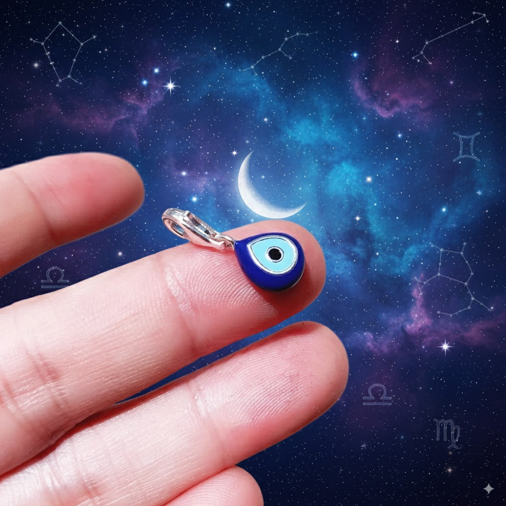 Blue Evil Eye Charm Pendant – 925 Sterling Silver Enamel Protection Amulet