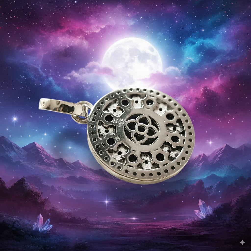 Black Zircon Protection Amulet – 925 Sterling Silver Pendant for Strength, Grounding & Manifestation