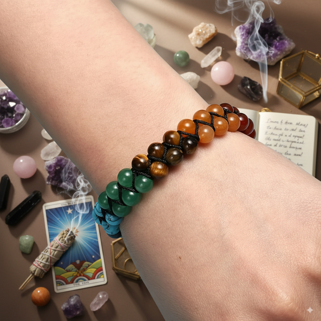 7 Chakra Healing Crystal Bracelet – Adjustable Beaded Yoga & Meditation Jewelry