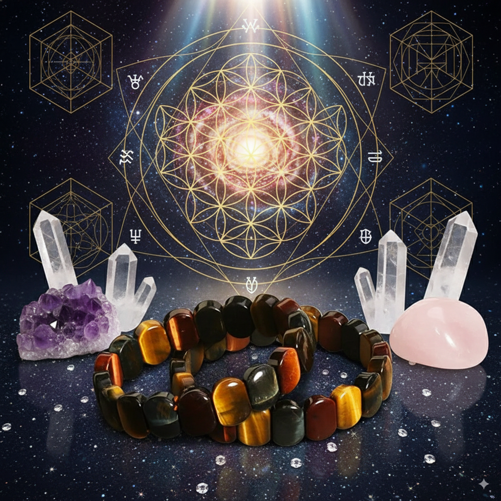 Natural Colored Tiger Eye Stone Bracelet – Square Beads Feng Shui Bangle