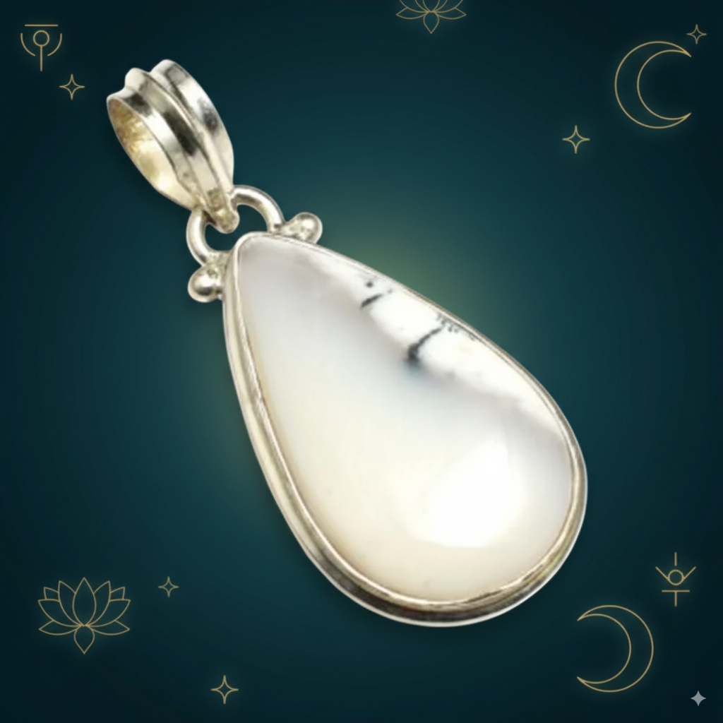 Dendrite Opal Sterling Silver Pendant – Inner Growth & Spiritual Harmony