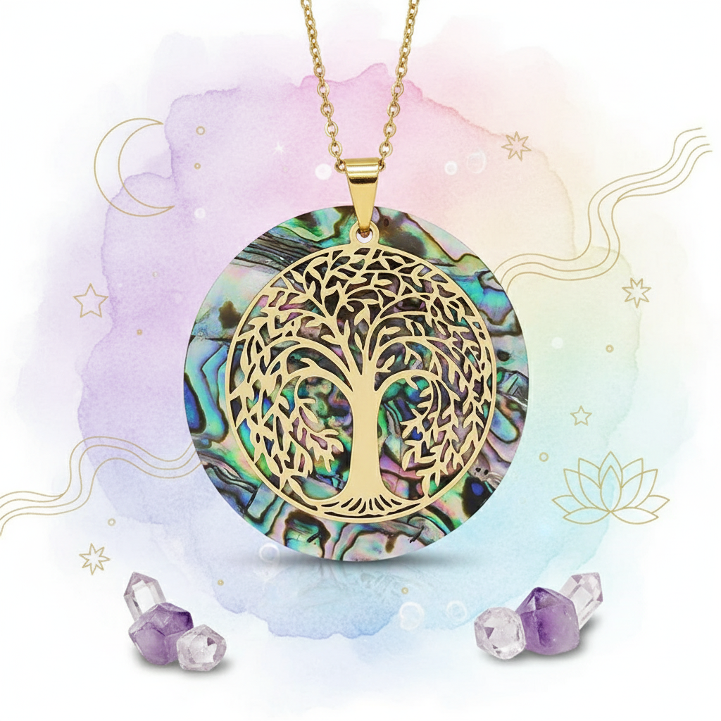 Eternal Tree of Life Abalone Shell Necklace – Manifestation Jewelry for Protection, Energy & Connection
