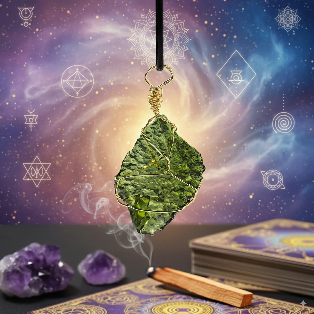 Rare Moldavite Leaf Pendant – Cosmic Talisman for Transformation