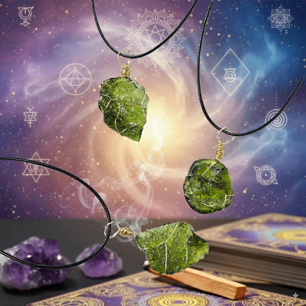 Rare Moldavite Leaf Pendant – Cosmic Talisman for Transformation