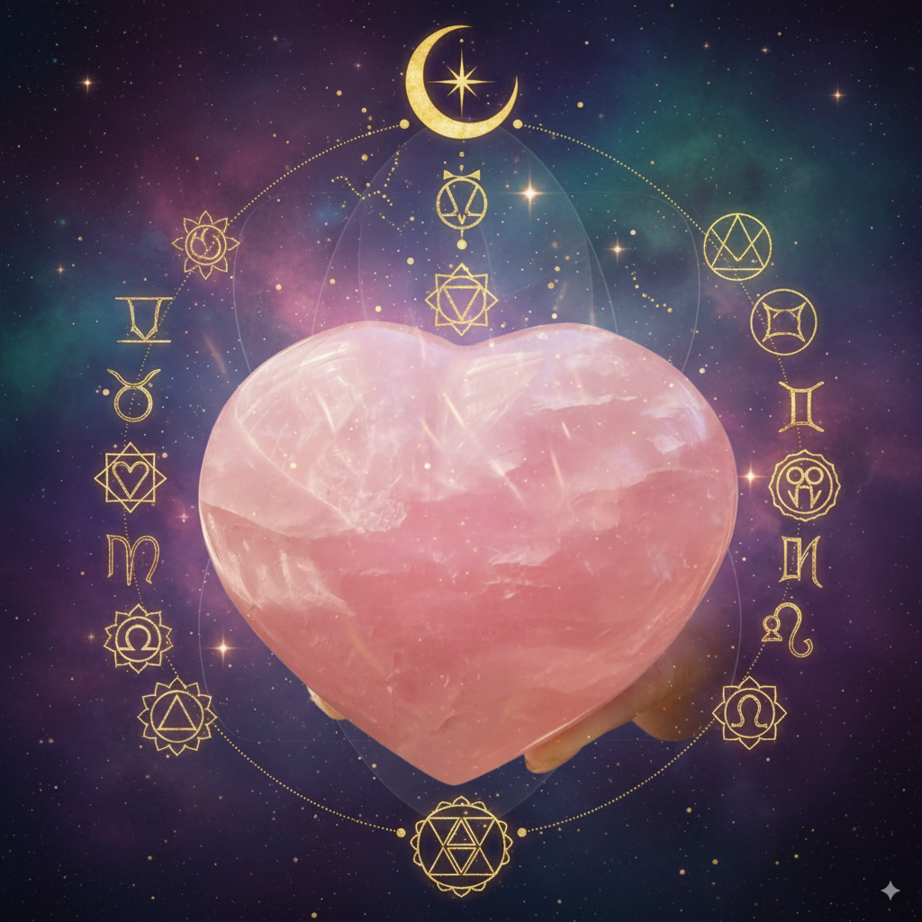 Natural Pink Rose Quartz Crystal Carved Heart Shaped Healing