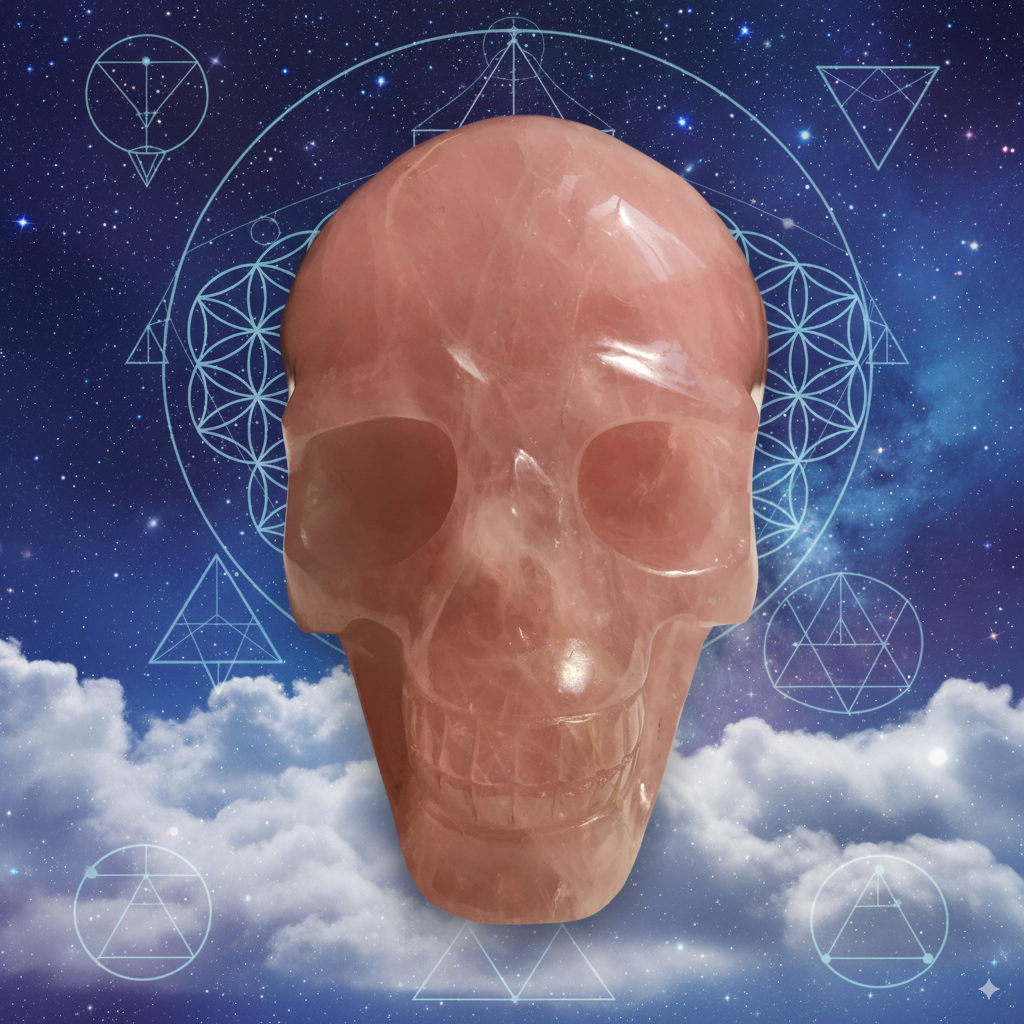 Natural Rose Quartz Crystal Skull – 1 kg of Love, Healing & Mystical Energy