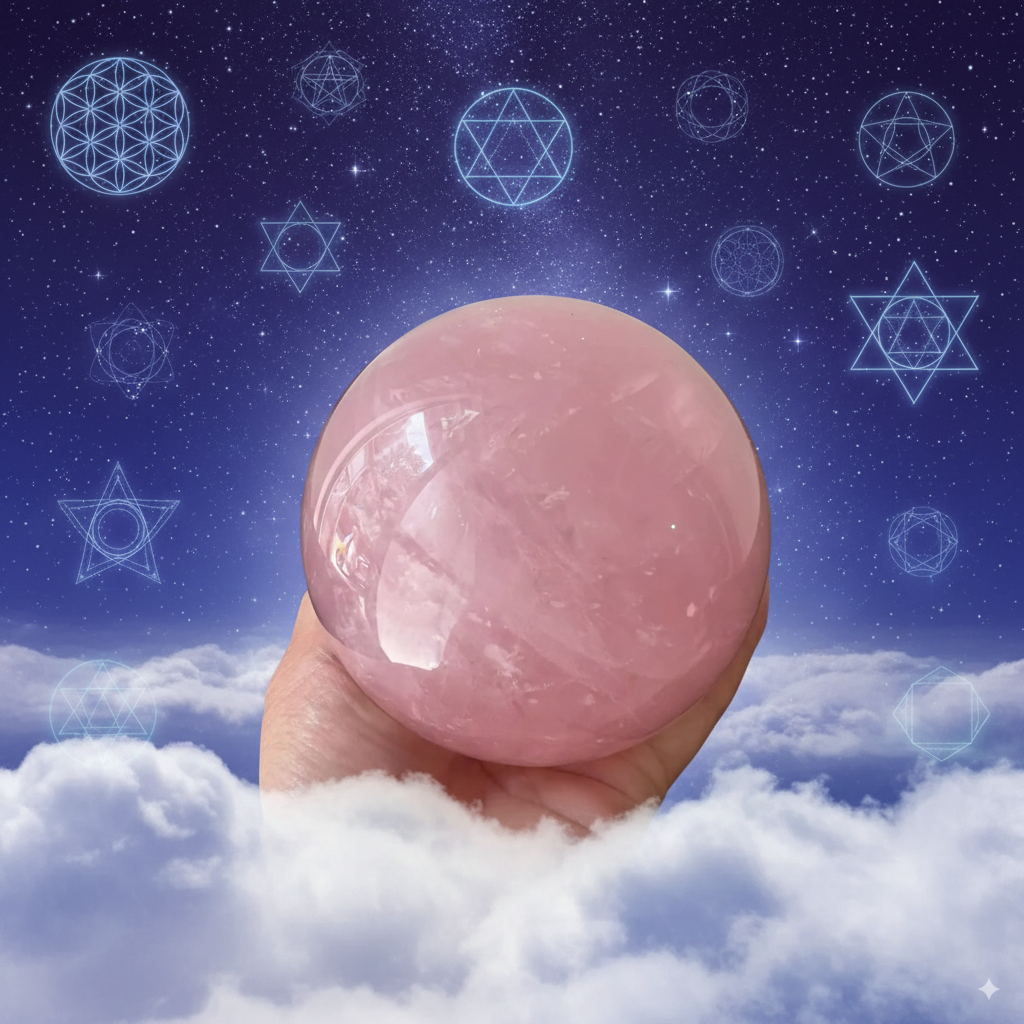 Natural Rose Quartz Crystal Sphere – 9–11 cm of Heart Healing & Loving Energy