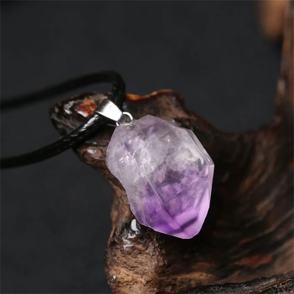 Natural Amethyst Point Pendant Necklace – Healing Crystal Jewelry