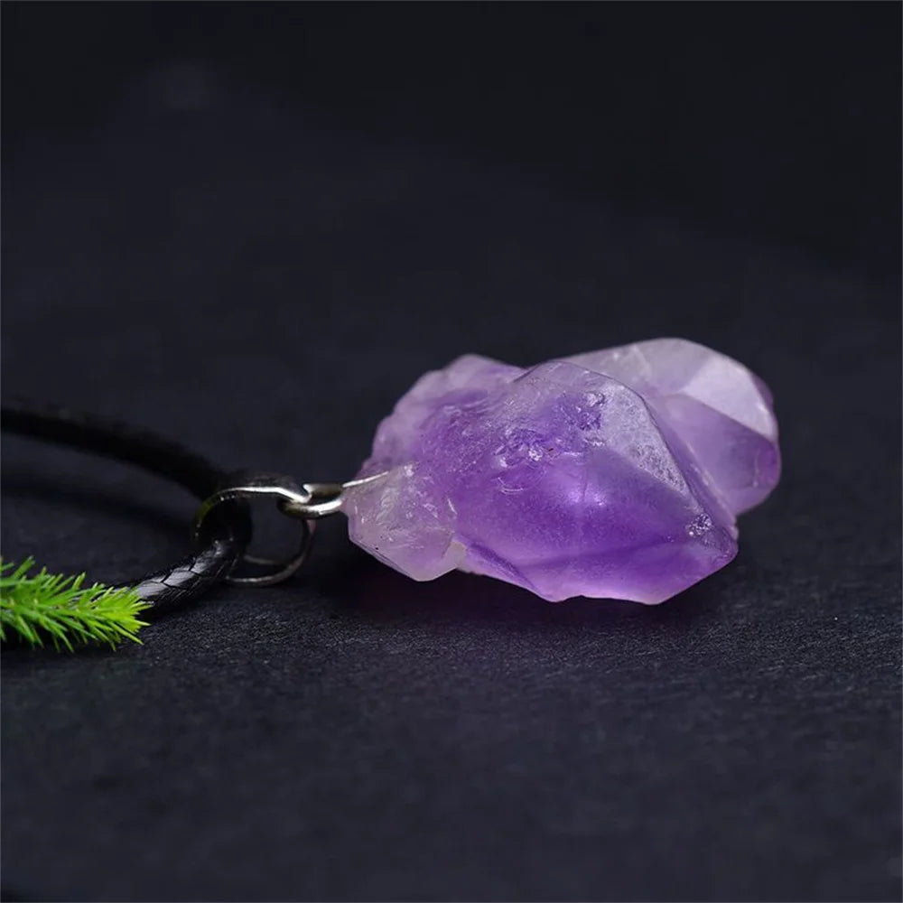 Natural Amethyst Point Pendant Necklace – Healing Crystal Jewelry