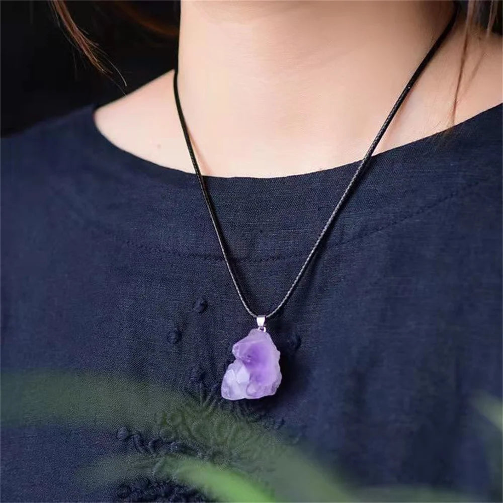 Natural Amethyst Point Pendant Necklace – Healing Crystal Jewelry