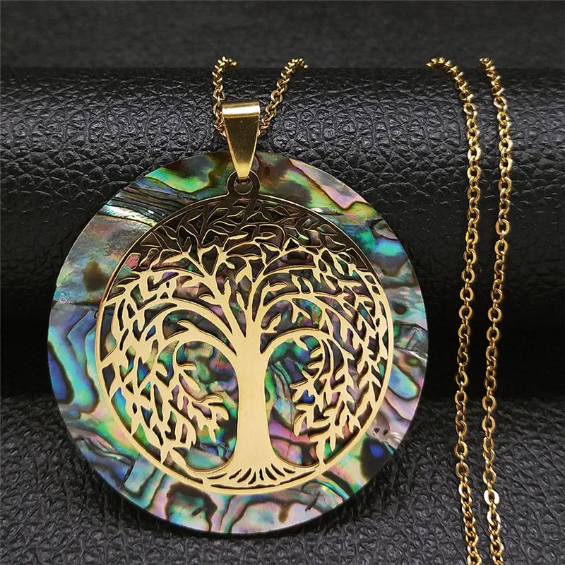 Eternal Tree of Life Abalone Shell Necklace – Manifestation Jewelry for Protection, Energy & Connection