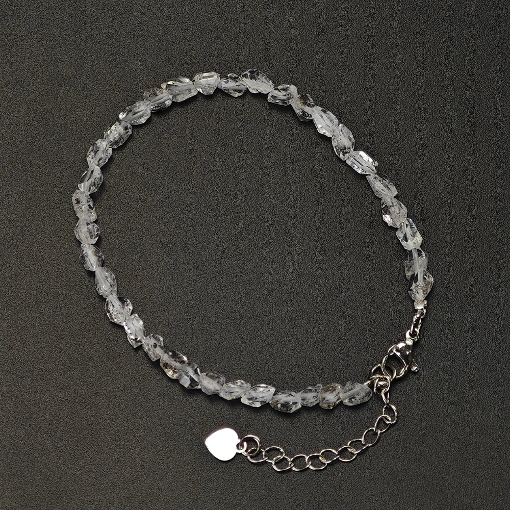 Natural Herkimer Diamond Quartz Bracelet – Reiki Healing Crystal Jewelry