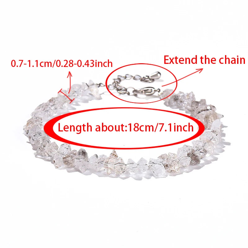 Natural Herkimer Diamond Quartz Bracelet – Reiki Healing Crystal Jewelry