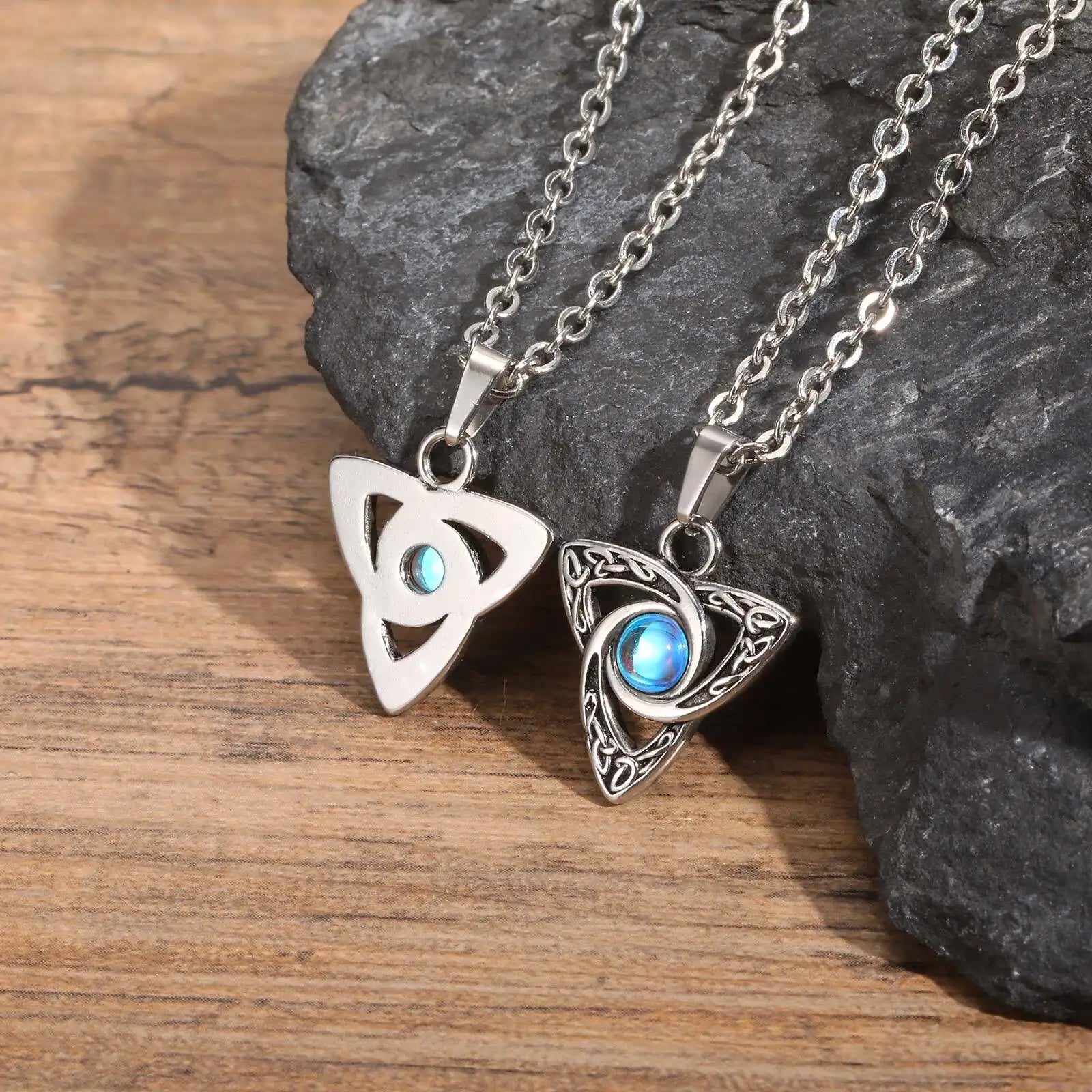 Stainless Steel Triquetra Pendant & Earrings Set