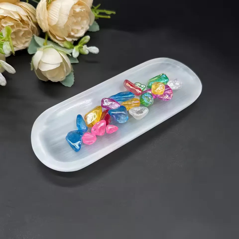 ✨ Selenite Oval Bowl – Crystal Charging Plate & Home Décor