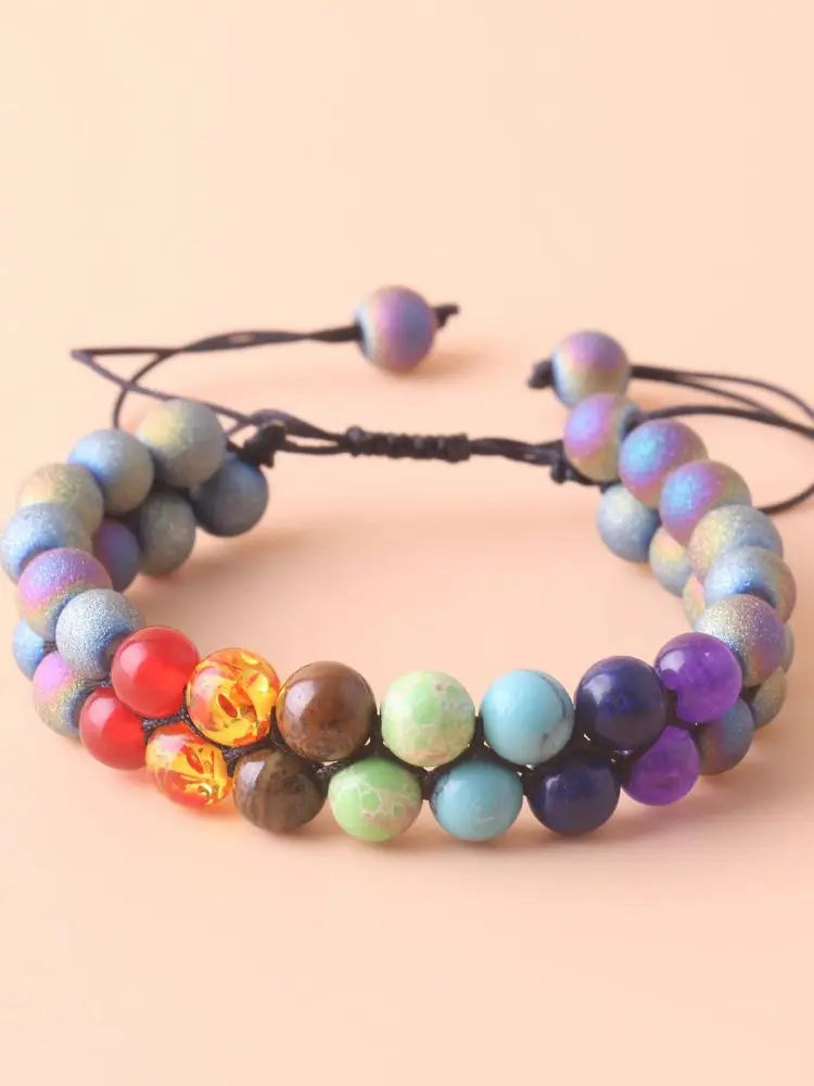 7 Chakra Healing Crystal Bracelet – Adjustable Beaded Yoga & Meditation Jewelry
