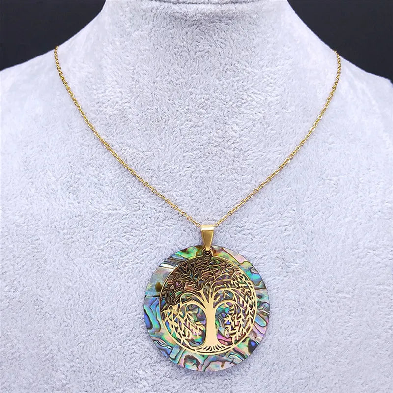 Eternal Tree of Life Abalone Shell Necklace – Manifestation Jewelry for Protection, Energy & Connection
