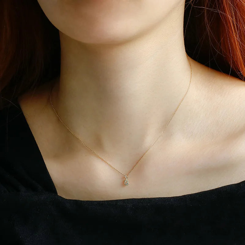Natural Aquamarine Healing Necklace – 14K Gold-Plated 925 Sterling Silver, Manifestation & Spiritual Calm