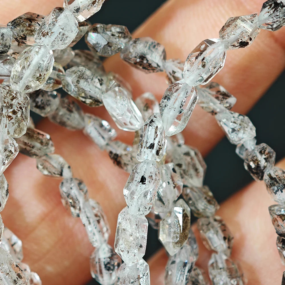 Natural Herkimer Diamond Quartz Bracelet – Reiki Healing Crystal Jewelry