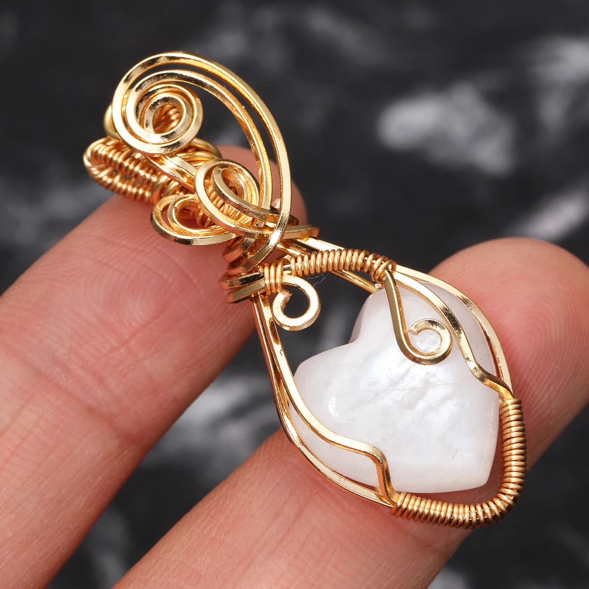 Wire Wrapped Moonstone Pendant Necklace – Handmade Copper Jewelry for Intuition & Balance