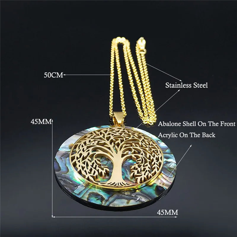 Eternal Tree of Life Abalone Shell Necklace – Manifestation Jewelry for Protection, Energy & Connection