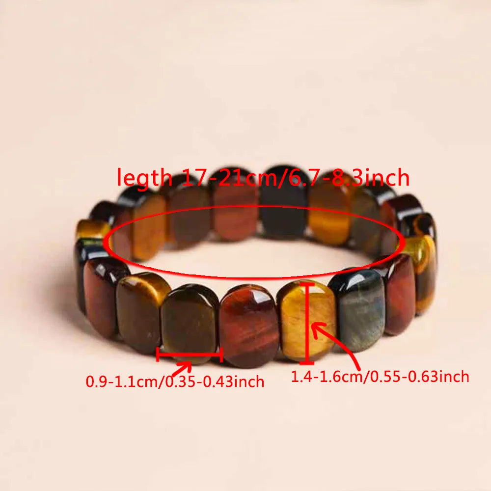 Natural Colored Tiger Eye Stone Bracelet – Square Beads Feng Shui Bangle