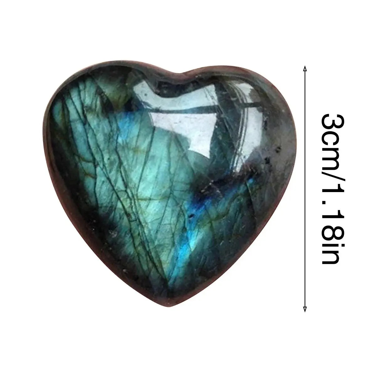 2pcs Flashy Labradorite Heart Set – Polished Crystal for Healing, Protection & Intuition (Flatback Stones)