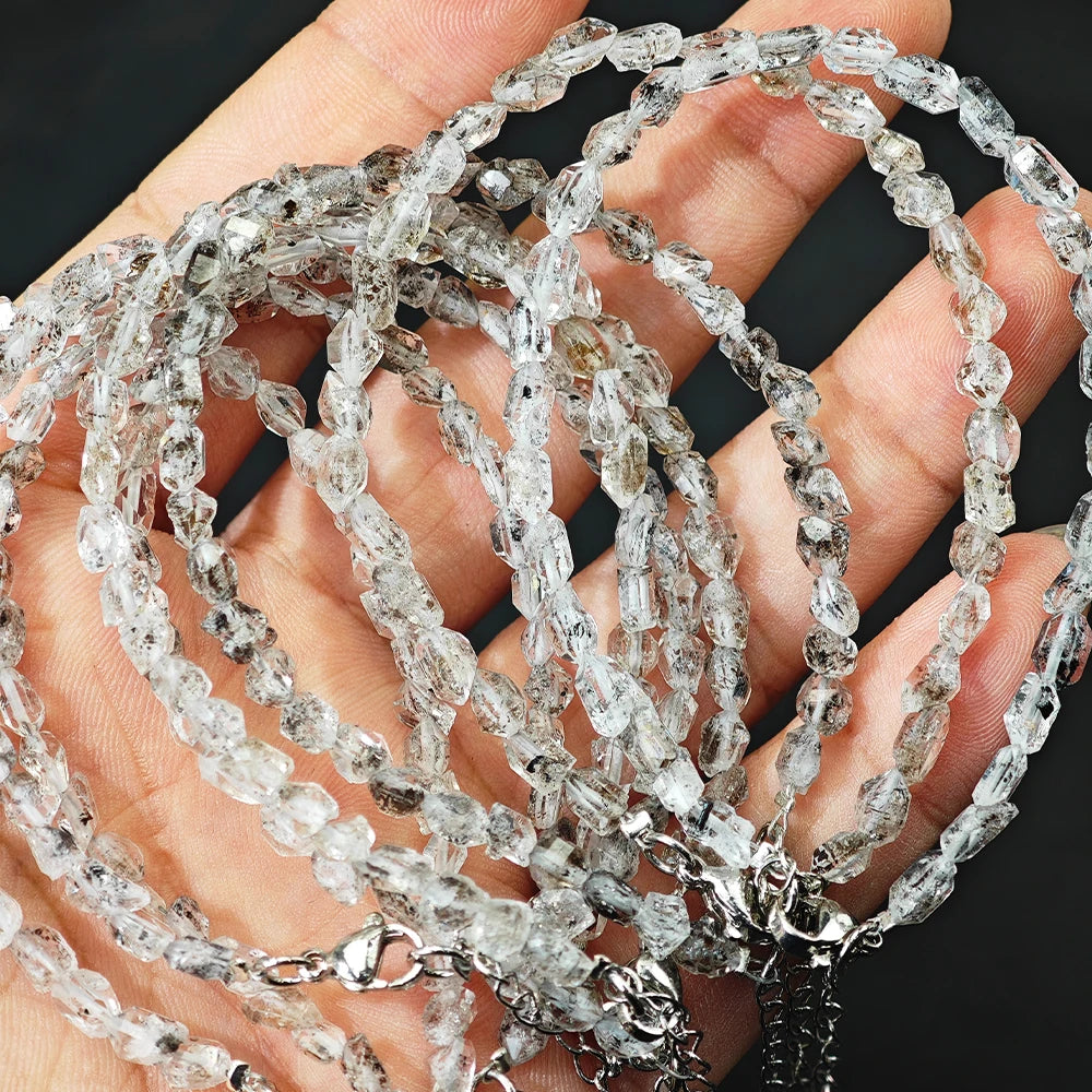 Natural Herkimer Diamond Quartz Bracelet – Reiki Healing Crystal Jewelry