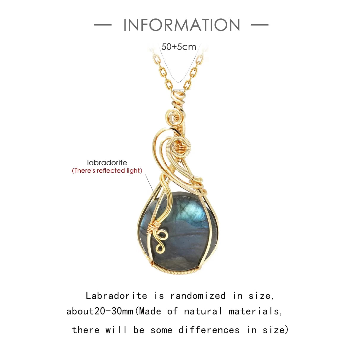 Labradorite Wire Wrapped Pendant Necklace – Transformation, Intuition & Magic