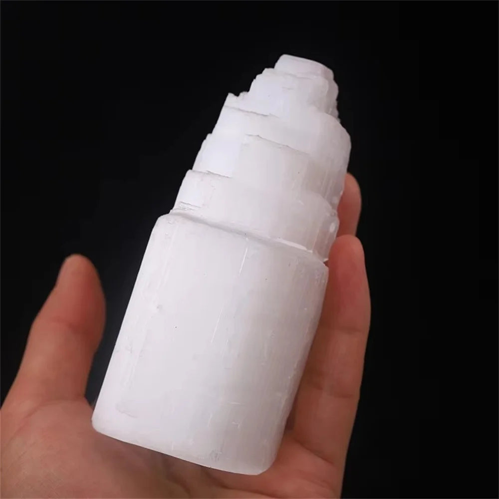 Natural Selenite Crystal Tower – Spiritual Healing, Cleansing & Recharge Decoration (55–65mm)