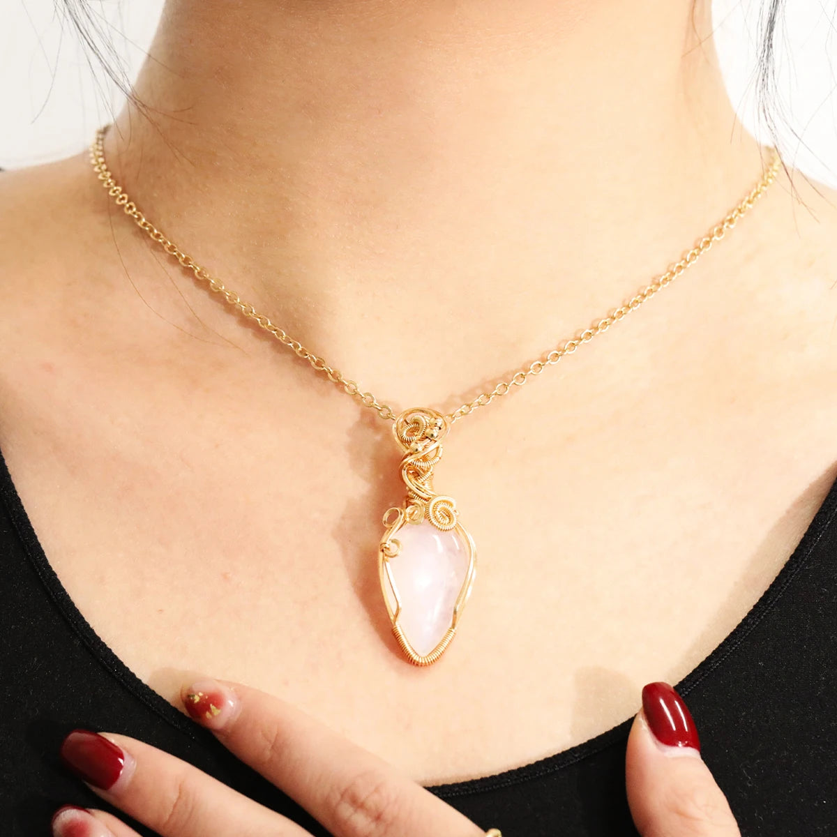 Moonstone Wire Wrapped Pendant Necklace – Intuition, Feminine Energy & New Beginnings