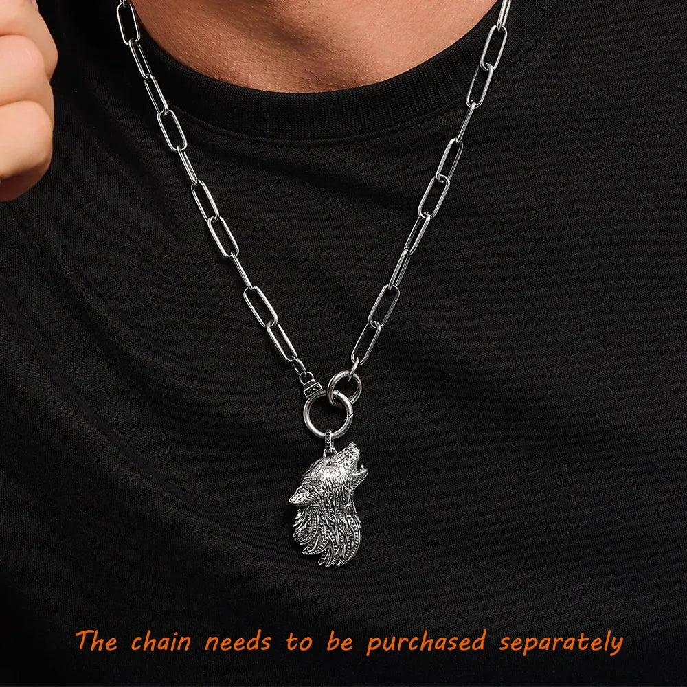 Howling Wolf Pendant – 925 Sterling Silver with Zircon Accents (Unisex)