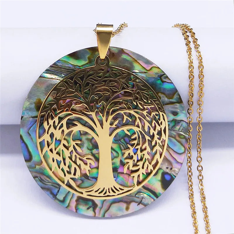Eternal Tree of Life Abalone Shell Necklace – Manifestation Jewelry for Protection, Energy & Connection