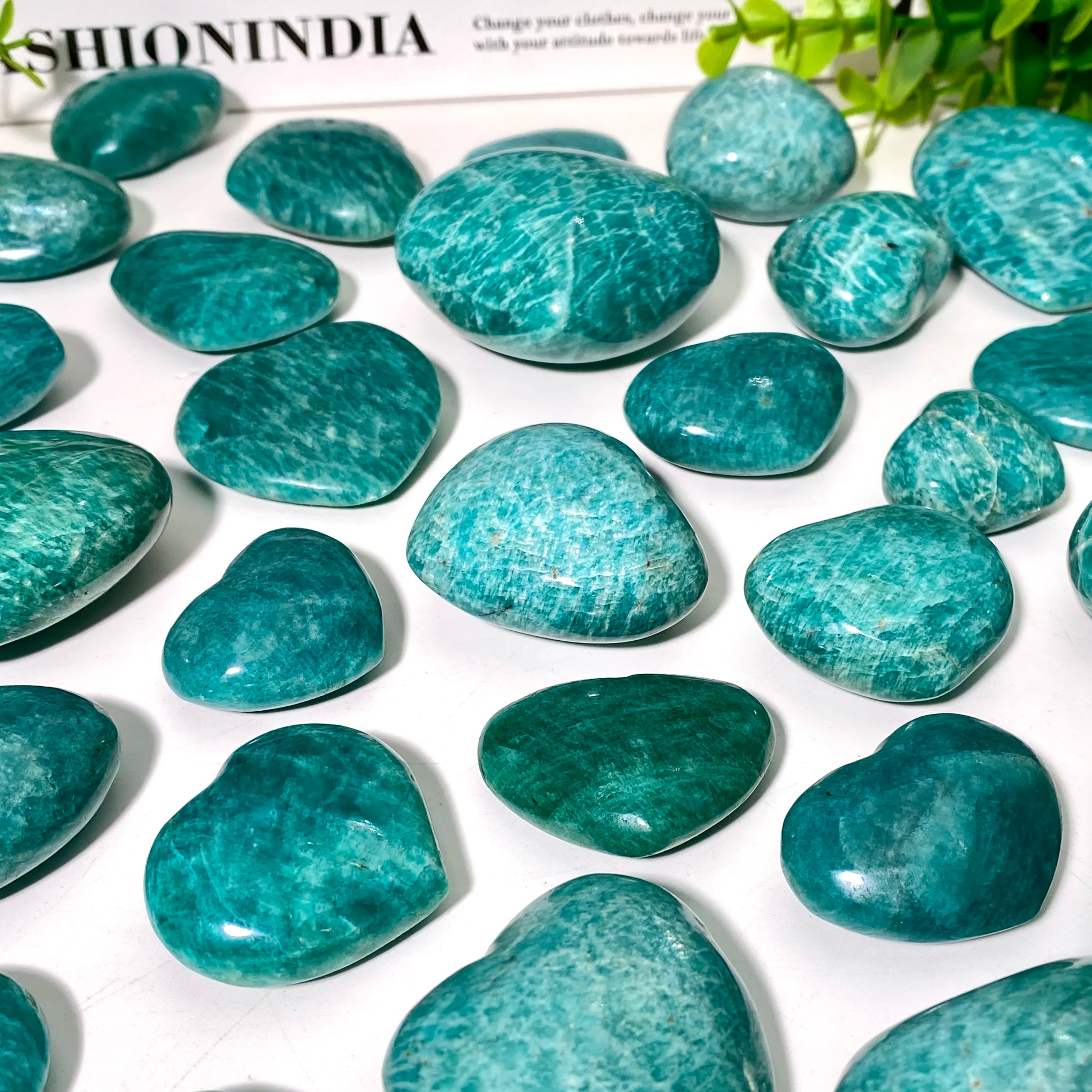 💙 Amazonite Love Heart – Natural Crystal Carving