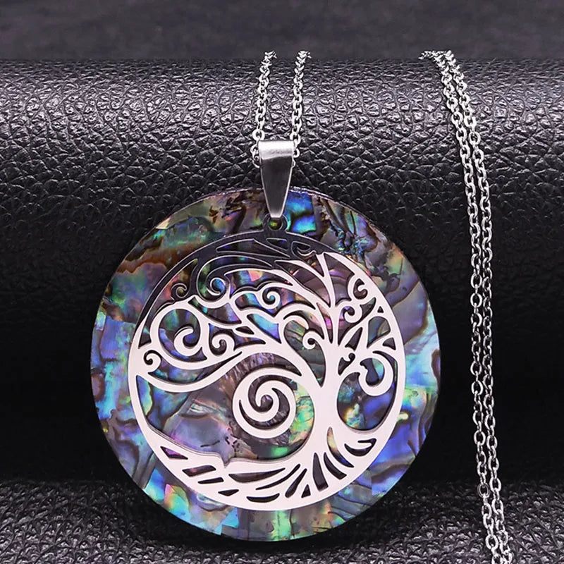 Eternal Tree of Life Abalone Shell Necklace – Manifestation Jewelry for Protection, Energy & Connection