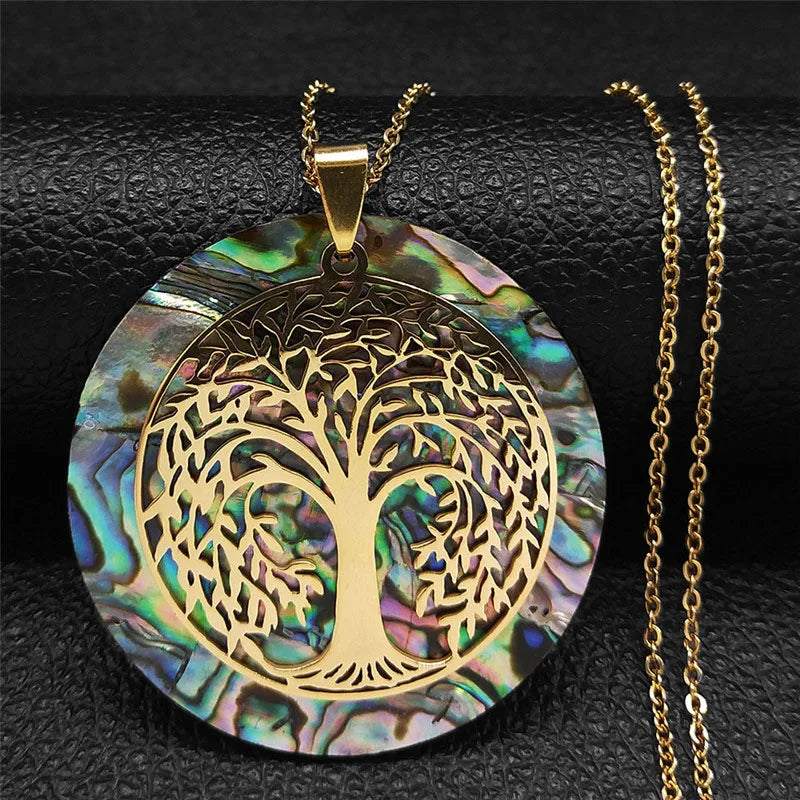 Eternal Tree of Life Abalone Shell Necklace – Manifestation Jewelry for Protection, Energy & Connection