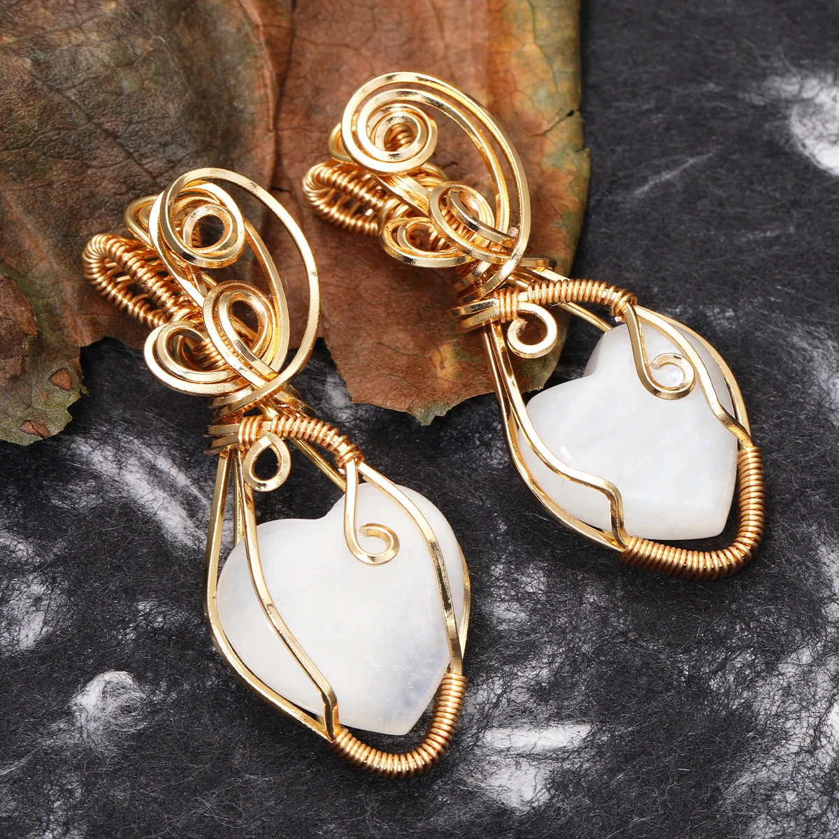 Wire Wrapped Moonstone Pendant Necklace – Handmade Copper Jewelry for Intuition & Balance