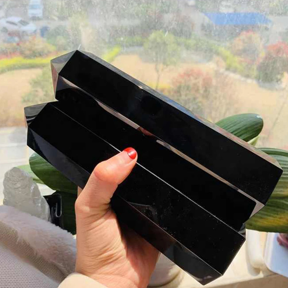 15cm Natural Crystal Tower – Amethyst, Lapis Lazuli, Labradorite & Obsidian Hexagonal Prism Wand