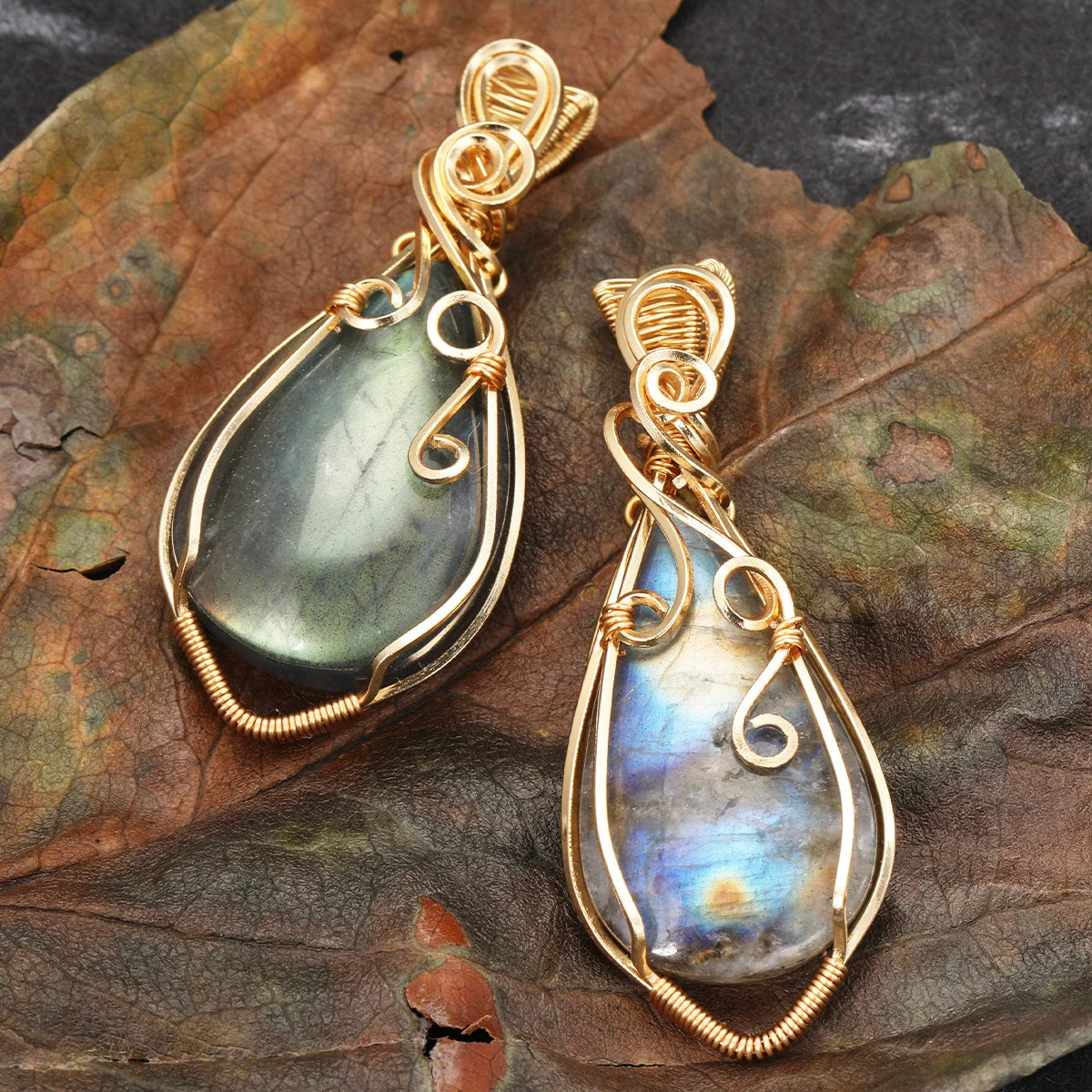 Labradorite Teardrop Wire Wrapped Pendant Necklace – Inner Vision, Transformation & Spiritual Protection